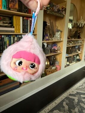 BOGO yaya Plush Pink Fuzzy fruit Character Keychain